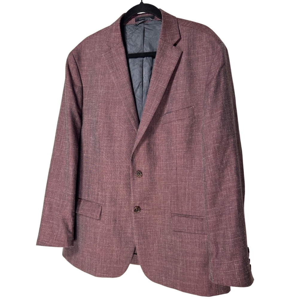 Lauren Ralph Lauren Wool Silk Linen Blazer Burgundy 46R Retail: $375